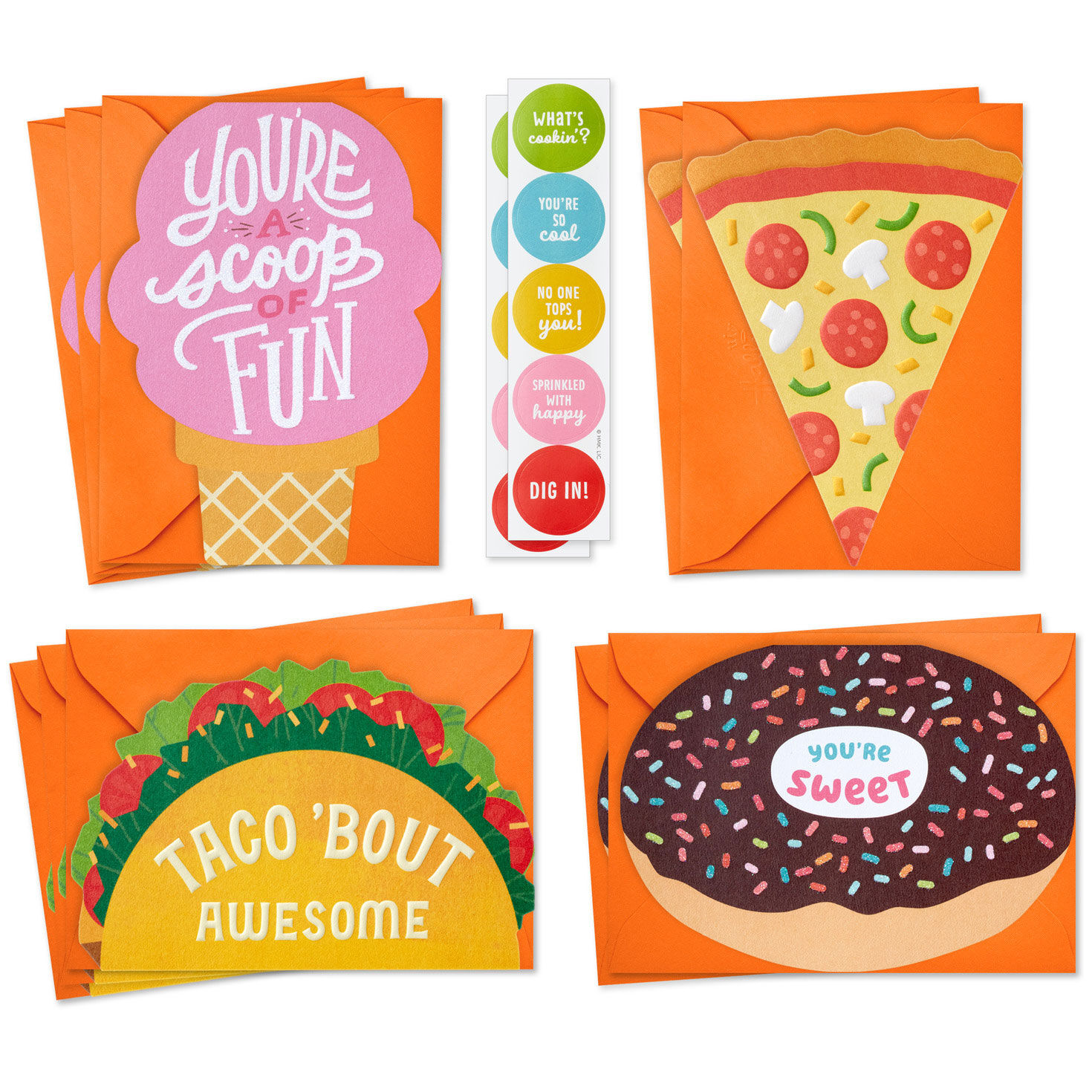 Favorite Foods Assorted Blank Notes With Stickers, Pack of 10