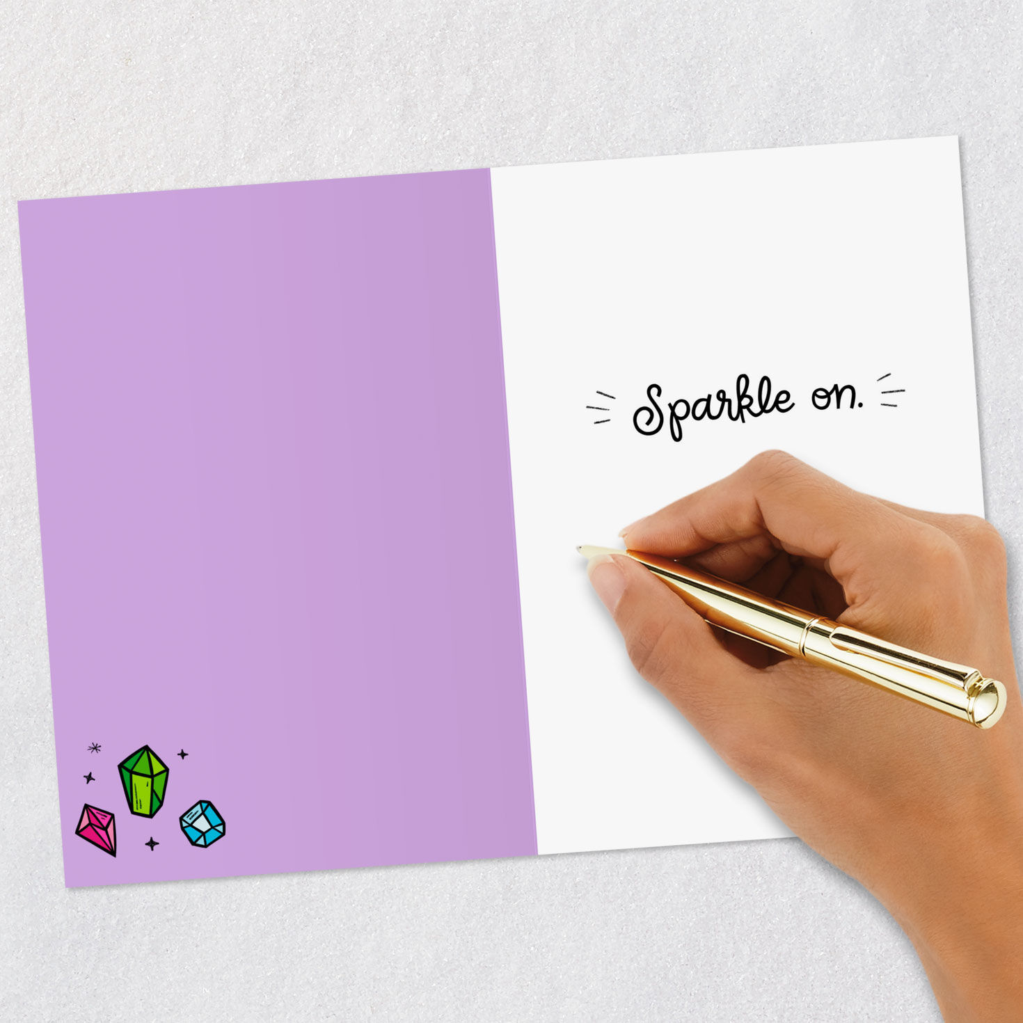 Sparkly Gems Funny Thinking of You Card signing card image number 6