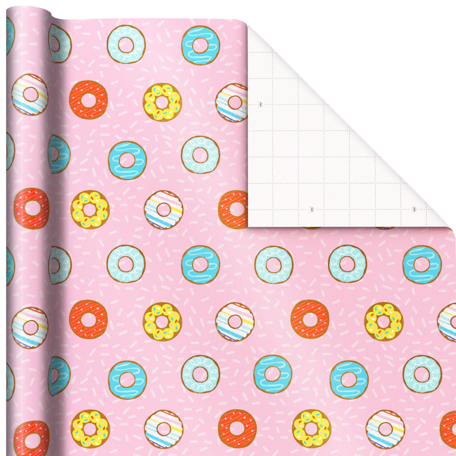 Donuts on Pink Holographic Wrapping Paper, 17.5 sq. ft. - Wrapping