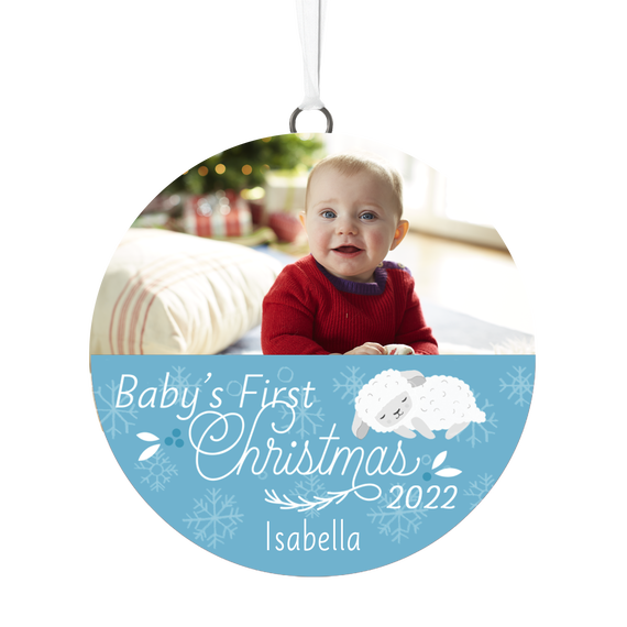 Baby's First Christmas Personalized Text and Horizontal Photo Ceramic Ornament, , large image number 4