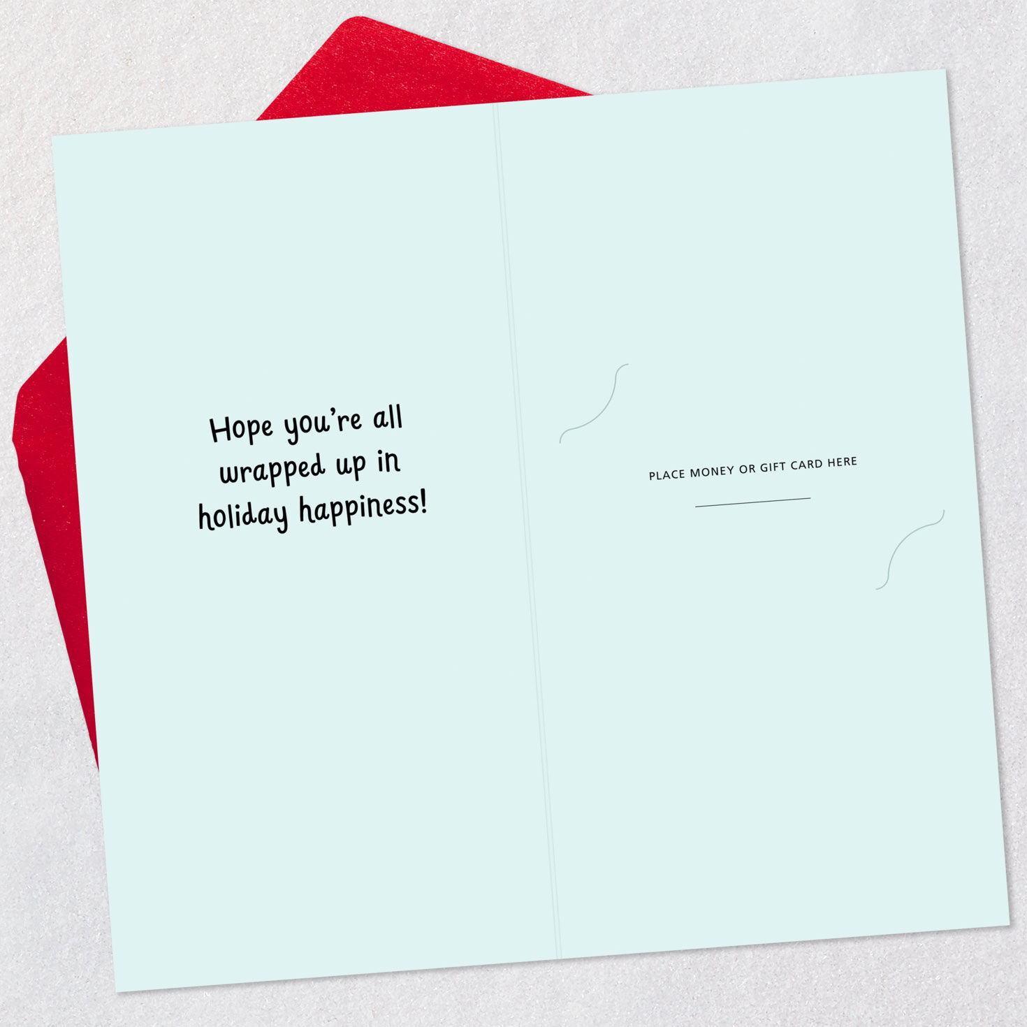 Cat in Scarf and Bow Christmas Money Holder Card Open card with envelope image number 4