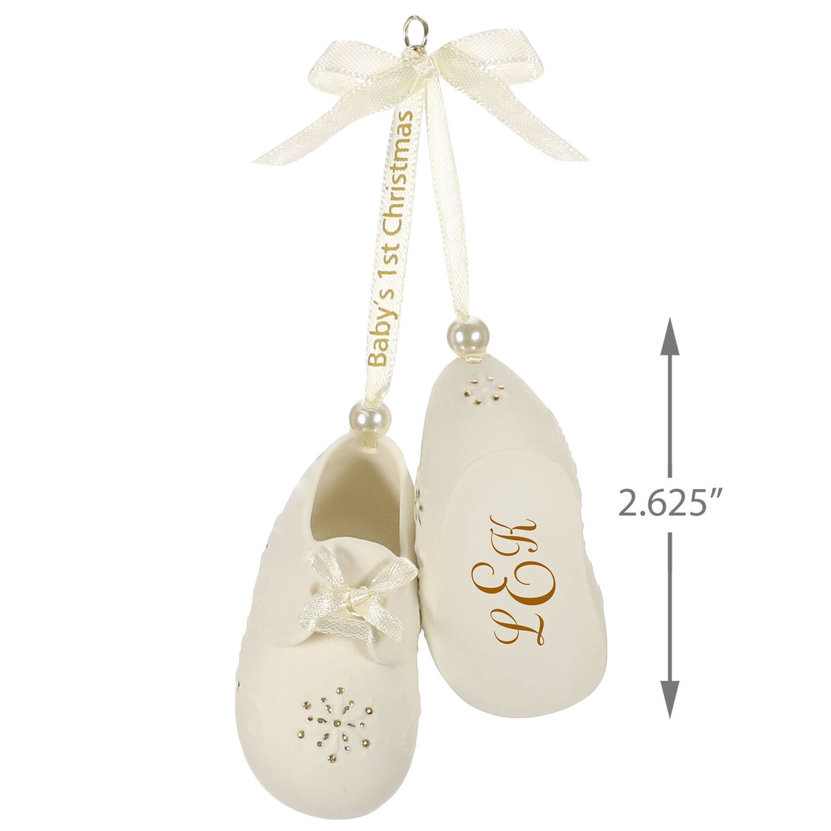 Baby's First Christmas Monogram Booties Porcelain Personalized Ornament