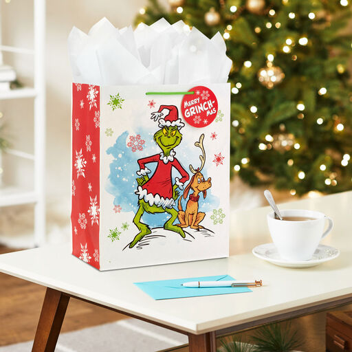 13" Dr. Seuss's How the Grinch Stole Christmas!™ Merry Grinch-Mas Large Christmas Gift Bag, 