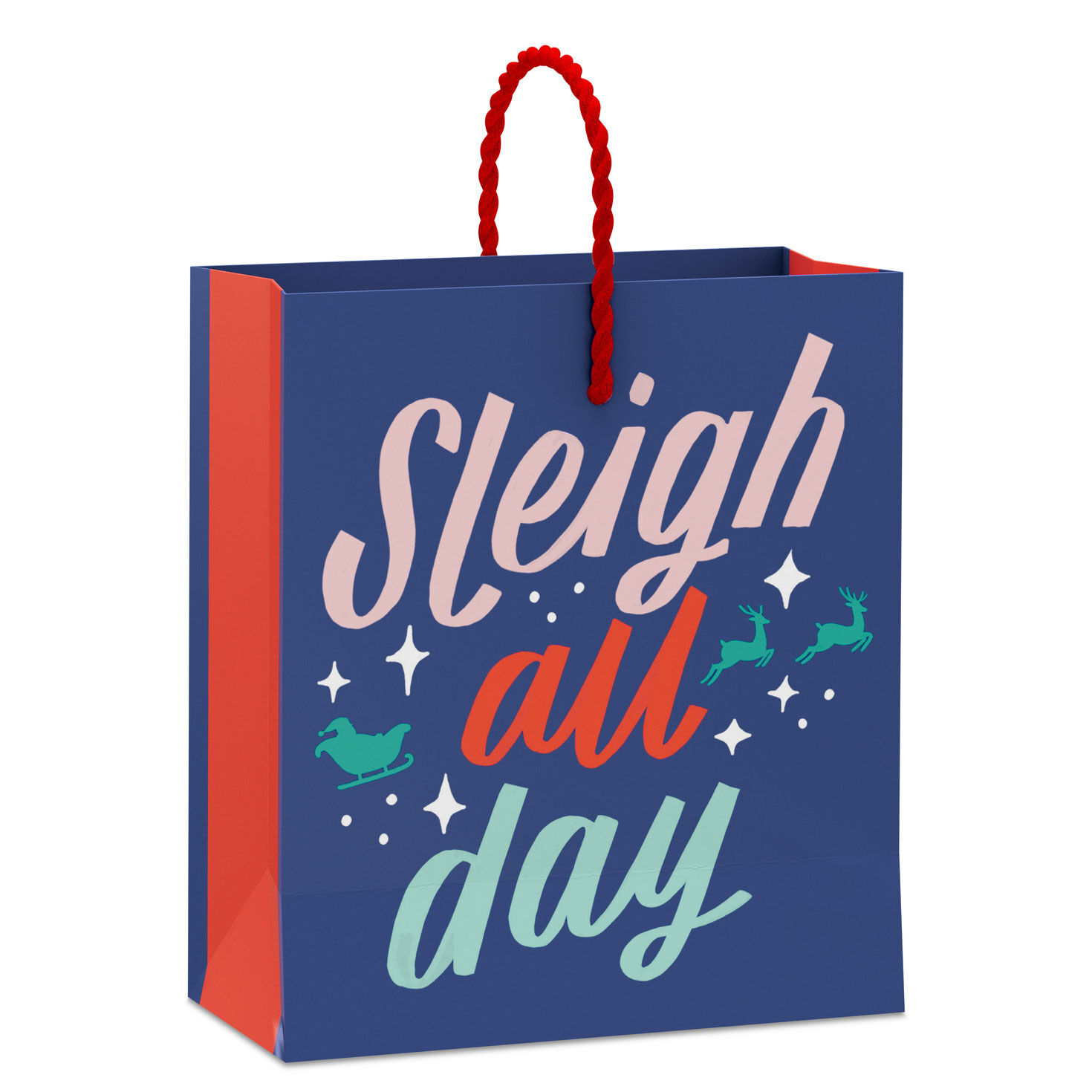 Navy and Pink Christmas Gift Card Holder Bag Back image number 6