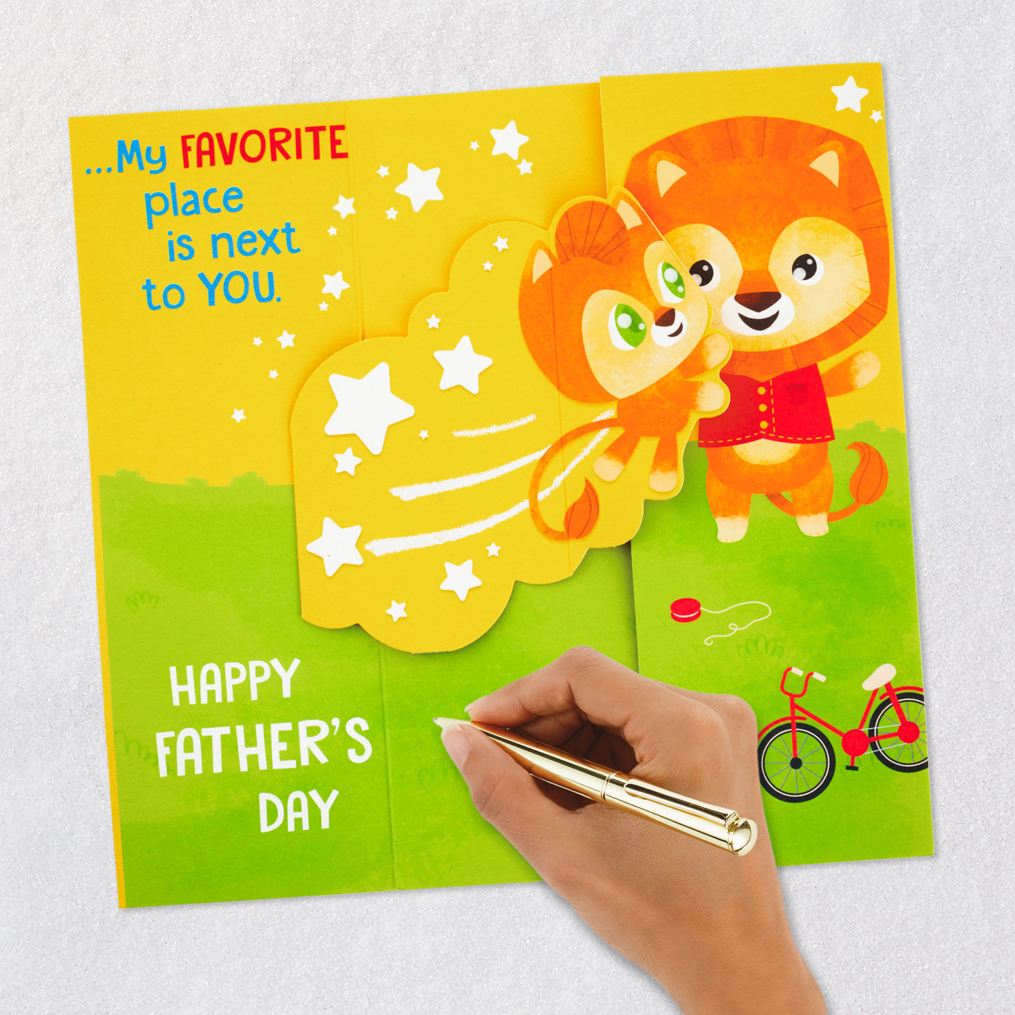 Cartoon Lion Father and Child Father's Day Card signing card image number 7