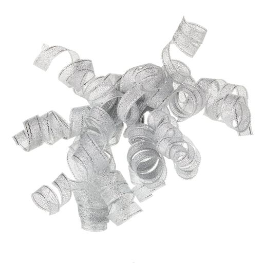 6 1/2" Silver Metallic Curly Ribbon Gift Bow, Silver