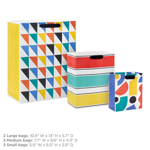 Geometrics on White 8-Pack Assorted Gift Bag Bundle, , large image number 3