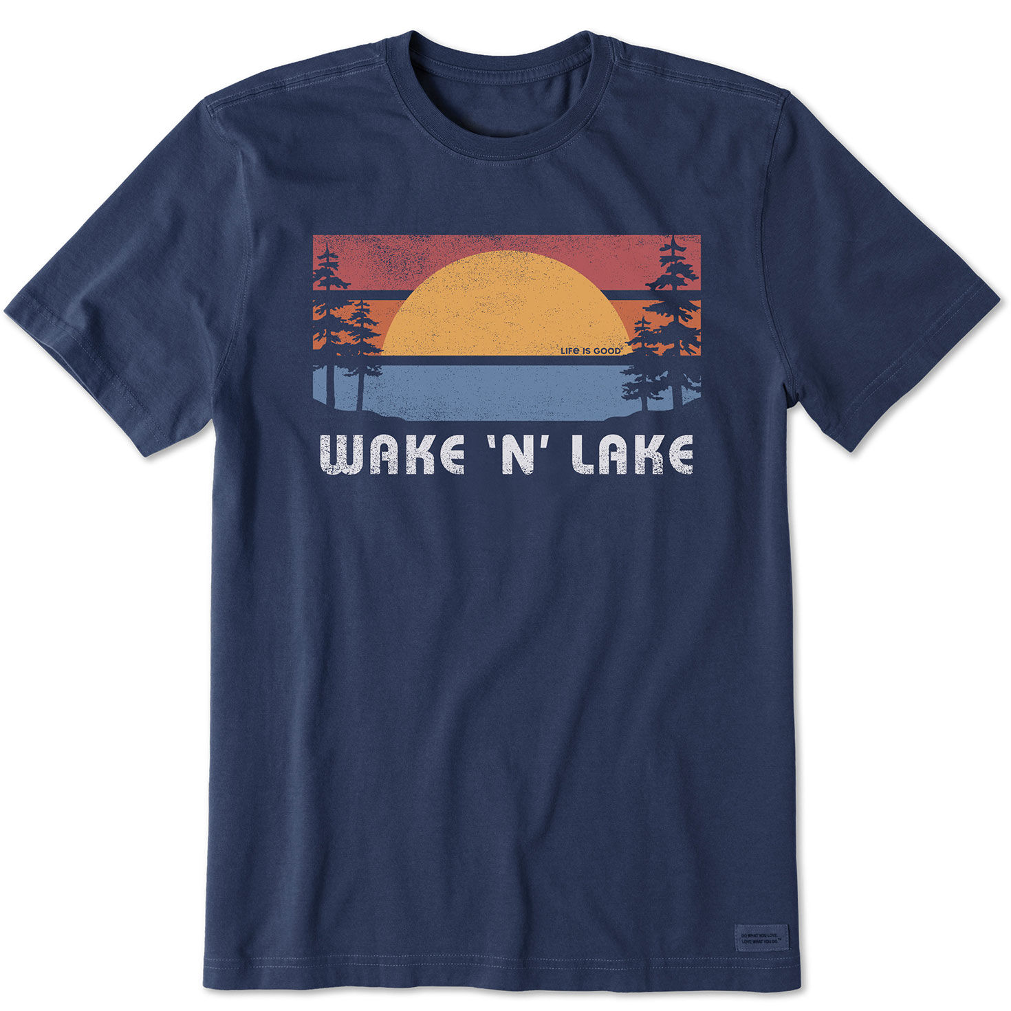 Life Is Good Men's Wake and Lake Navy Blue T-Shirt