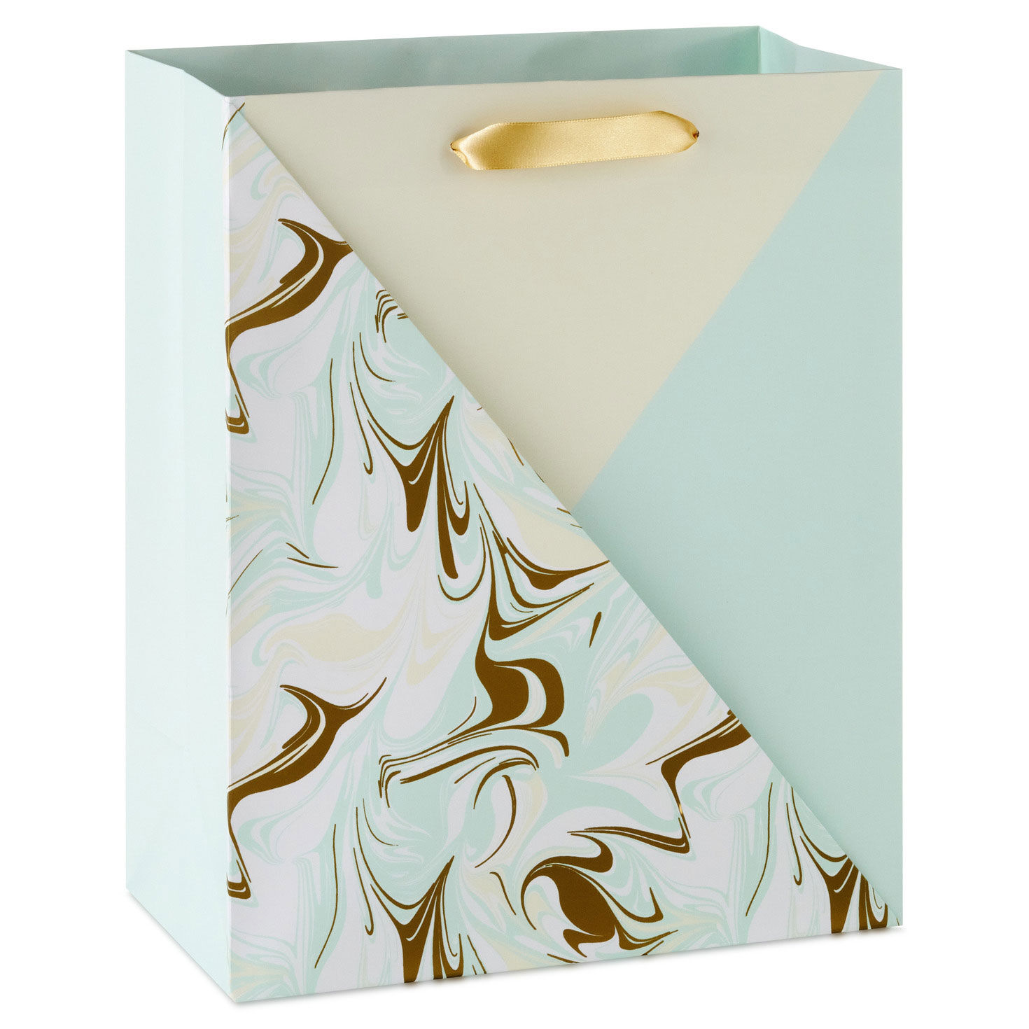 Triangles in Green, Tan and Marbled Large Gift Bag Front image number 1