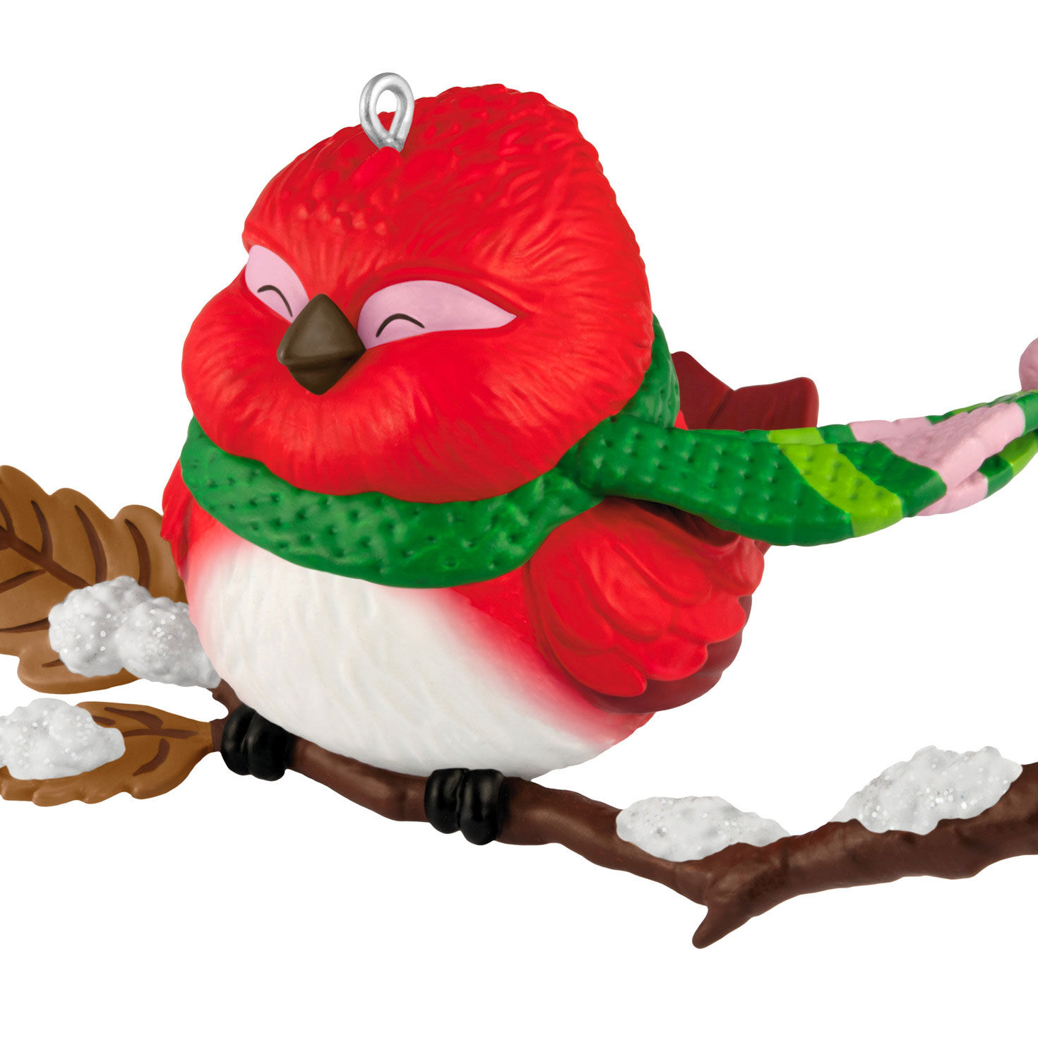 Red Bird With Green Scarf Keepsake Ornament closeup view image number 5