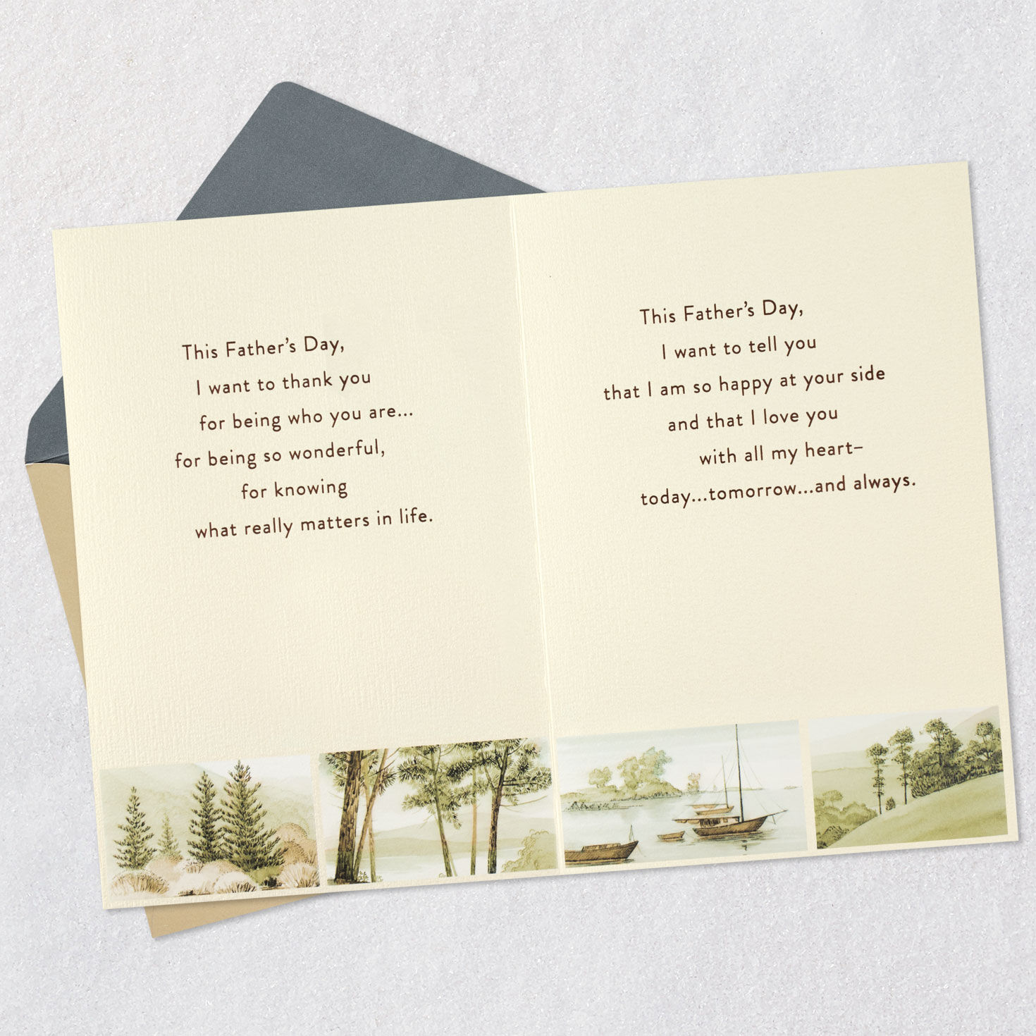 Leaf and Nature Romantic Father's Day Card Open Card with Envelope image number 4