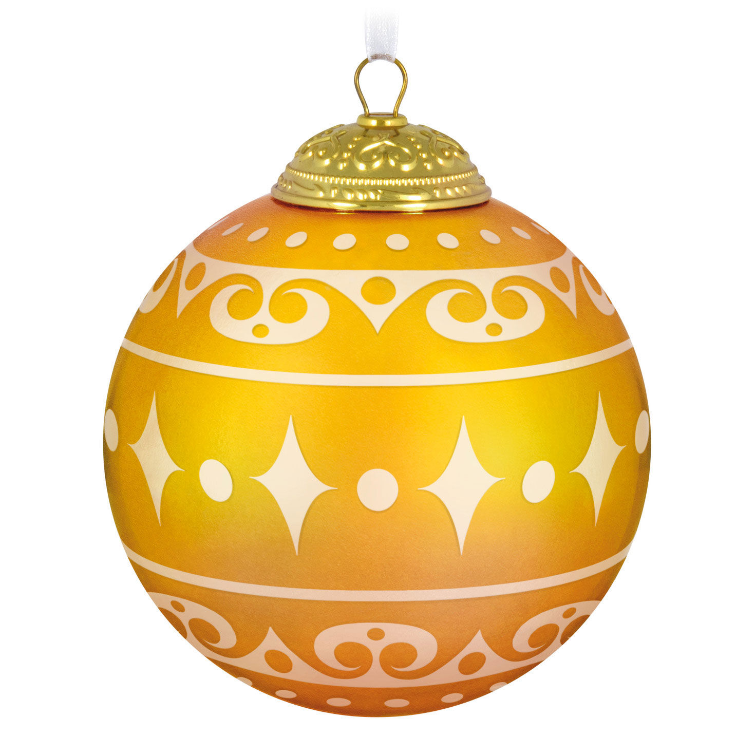 2025 Yellow Glass Ball Keepsake Ornament Back image number 6