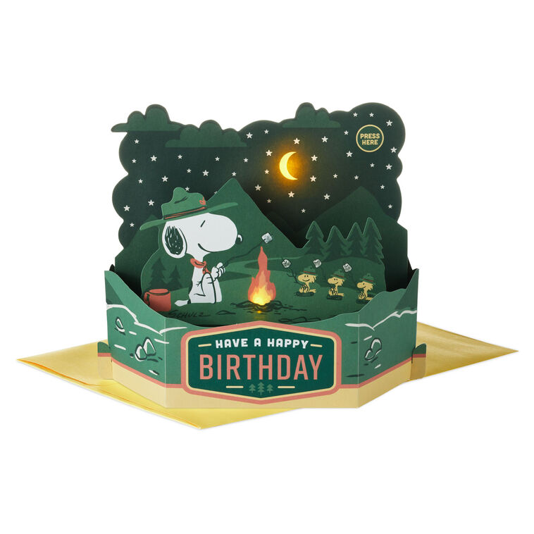 Peanuts® Beagle Scouts Smiles and Stars Musical 3D Pop-Up Birthday Card With Light