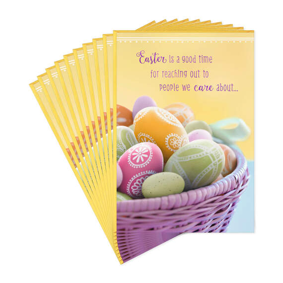 Easter Eggs in Basket Easter Cards, Pack of 10