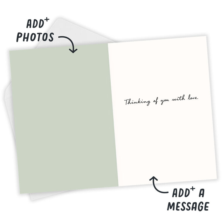 Green and White Personalized Sympathy Card Open Card with Envelope indicating personalization image number 3