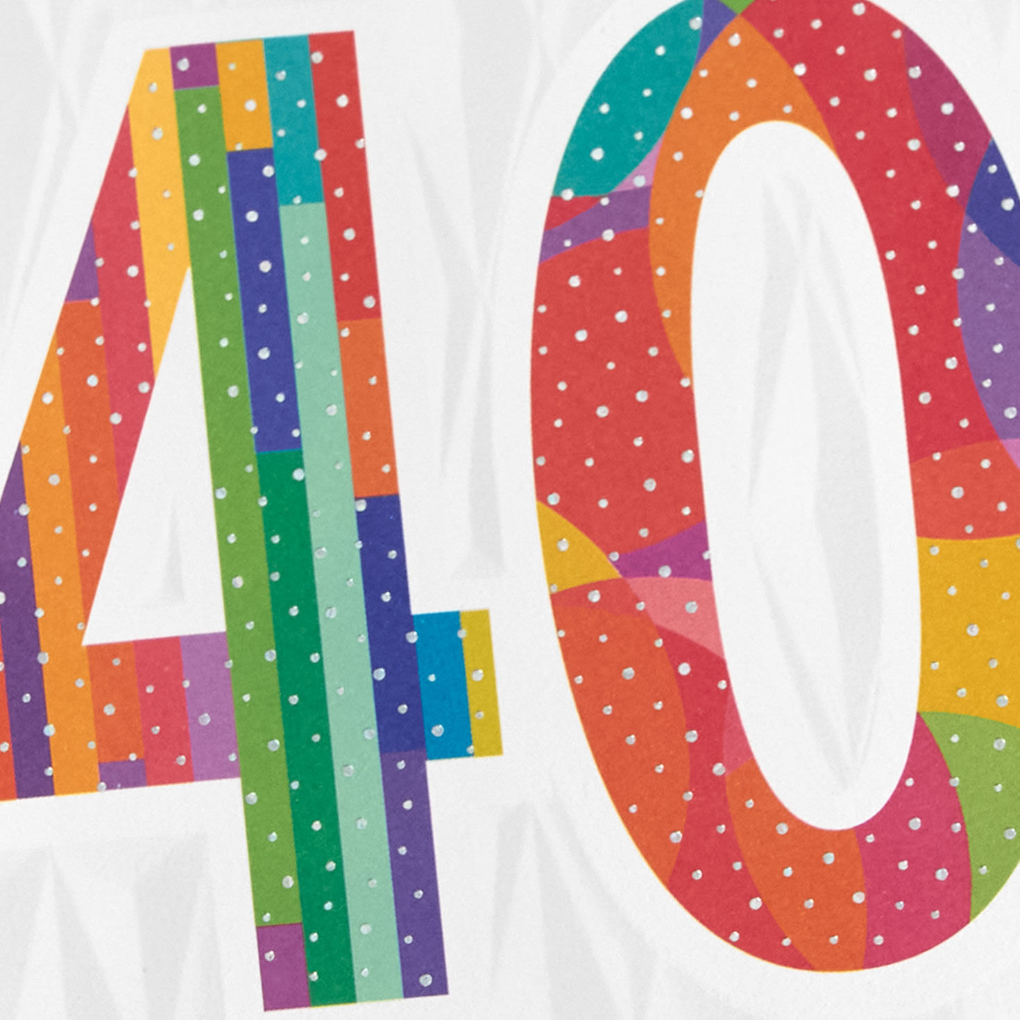 Geometric White and Rainbow 40th Birthday Card Card Front Detail image number 5