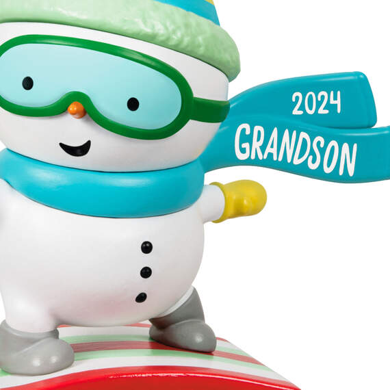 Grandson Snowboarding Snowman 2024 Ornament, , large image number 5