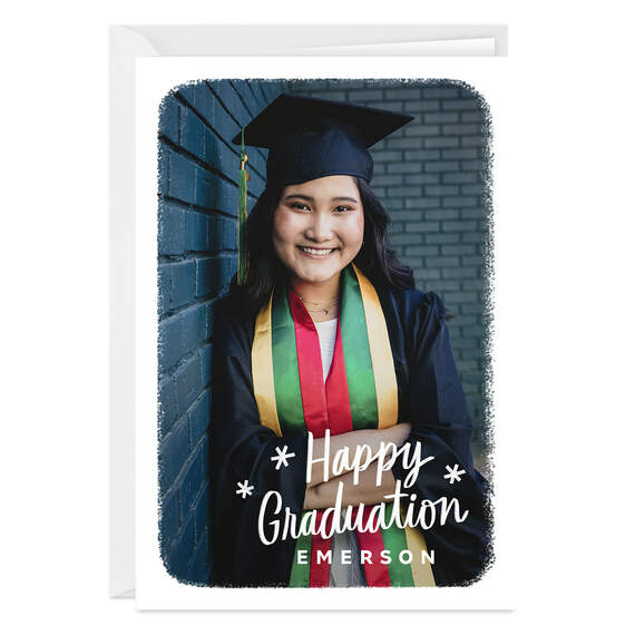 White Frame Folded Graduation Photo Card