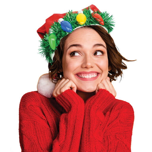 Uncle Bob's Tacky Tinsel Light-Up Santa Hat, 