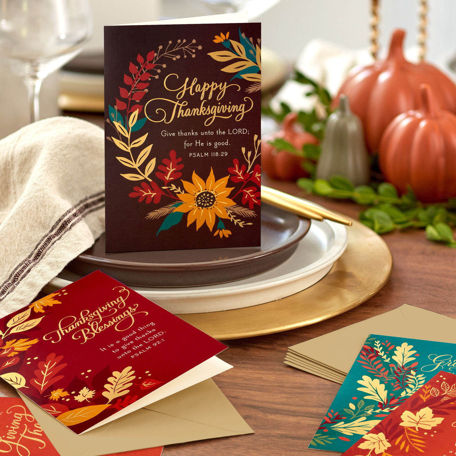 Blessings Religious Assorted Boxed Thanksgiving Cards, Pack of 16