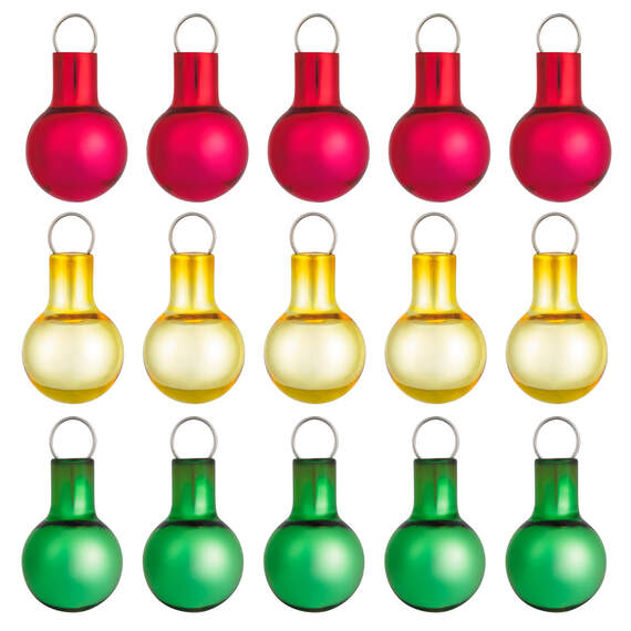 Mini Festive Red, Gold and Green Glass Ornaments, Set of 15, , large image number 6