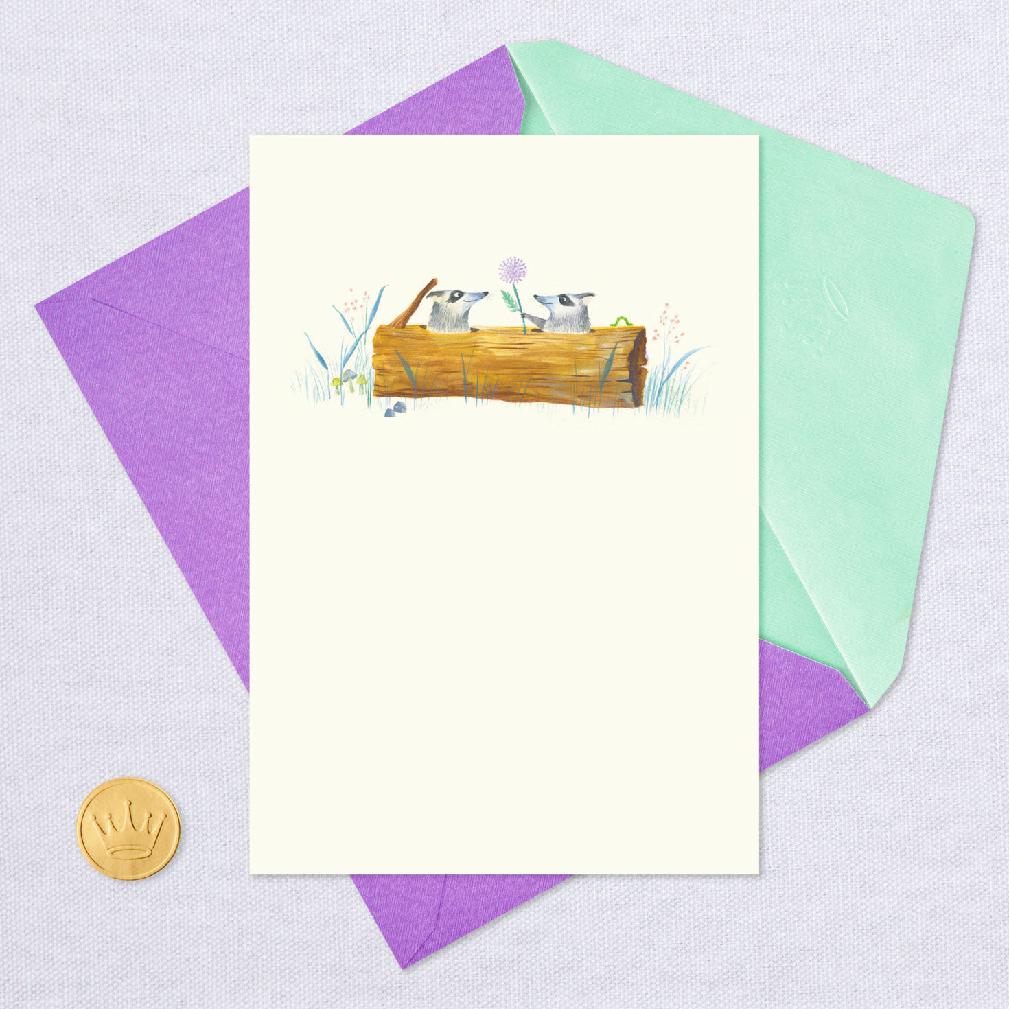 Cute Raccoons and Flowers Blank Card for only USD 2.99 | Hallmark