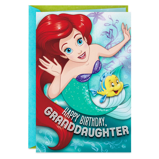 Disney The Little Mermaid Birthday Card for Granddaughter With Tiara, 