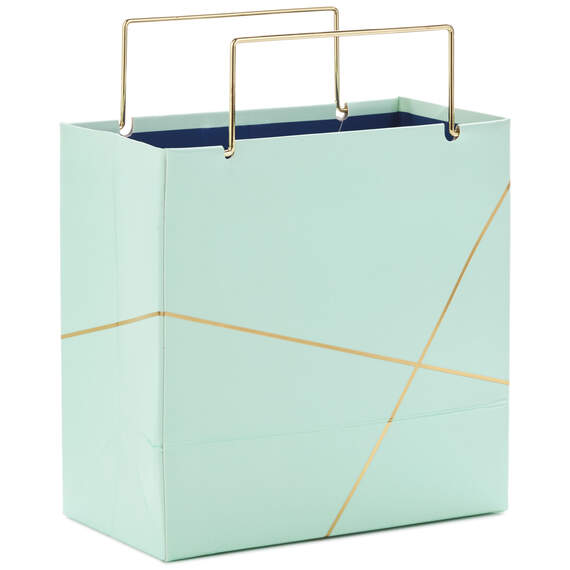 5.5" Mint Green With Gold Small Square Gift Bag, , large image number 4