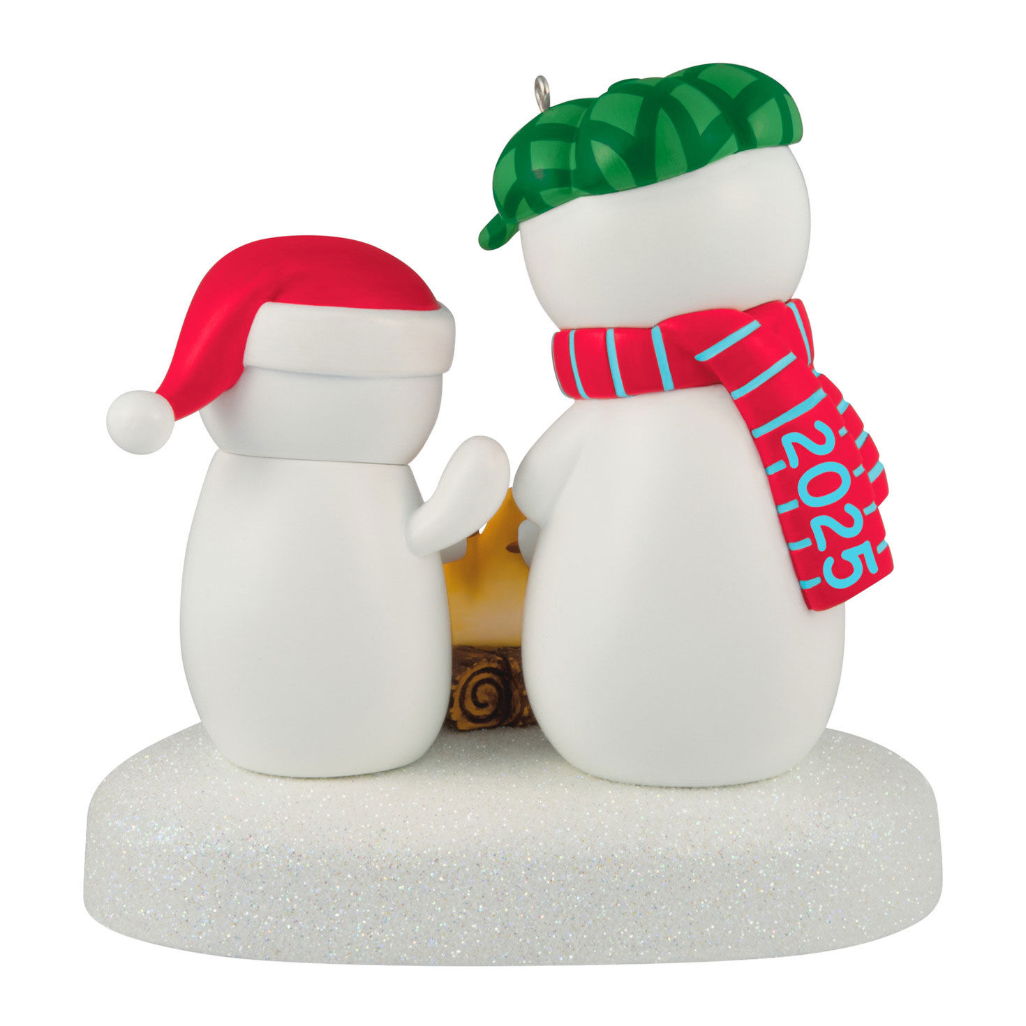 Snowmen Roasting Marshmallows Keepsake Ornament Back image number 5