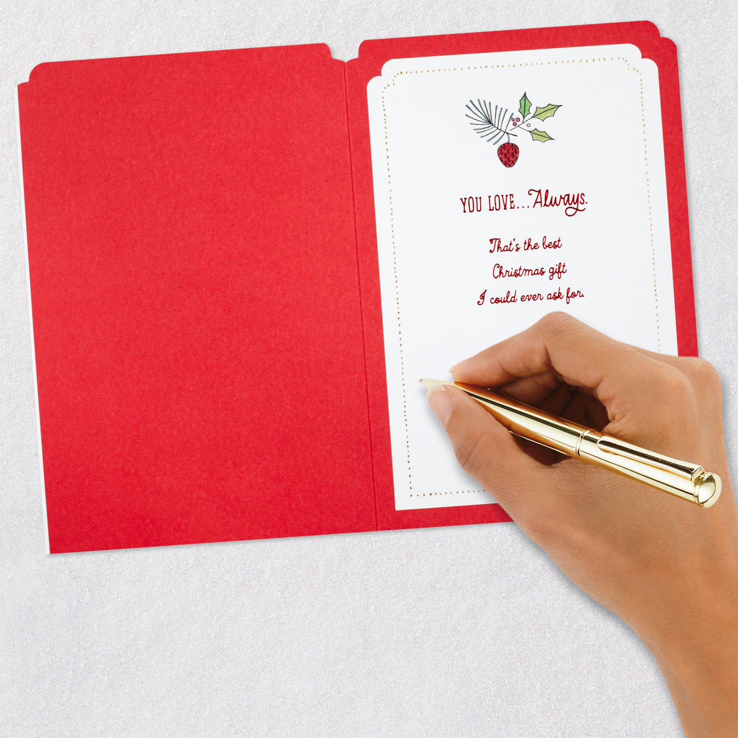 Holiday Greenery Mom Christmas Card Signing card image number 6