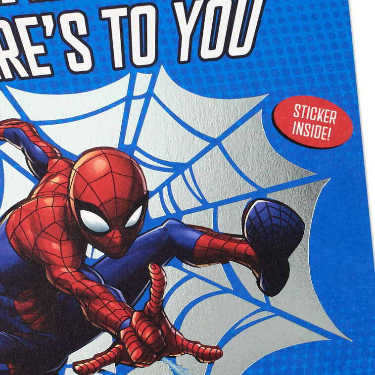 Marvel Spider-Man Grandson Birthday Card With Decal Open card with envelope image number 4