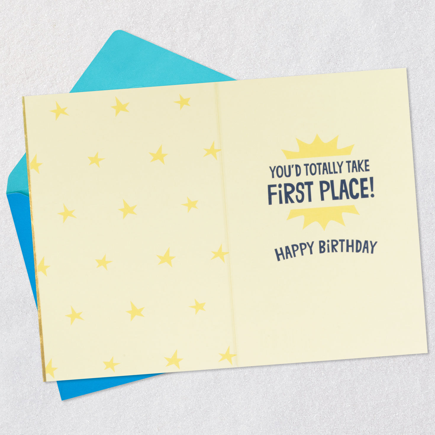 Boy Trophy With Stars Birthday Card for Kids Open card with envelope image number 3