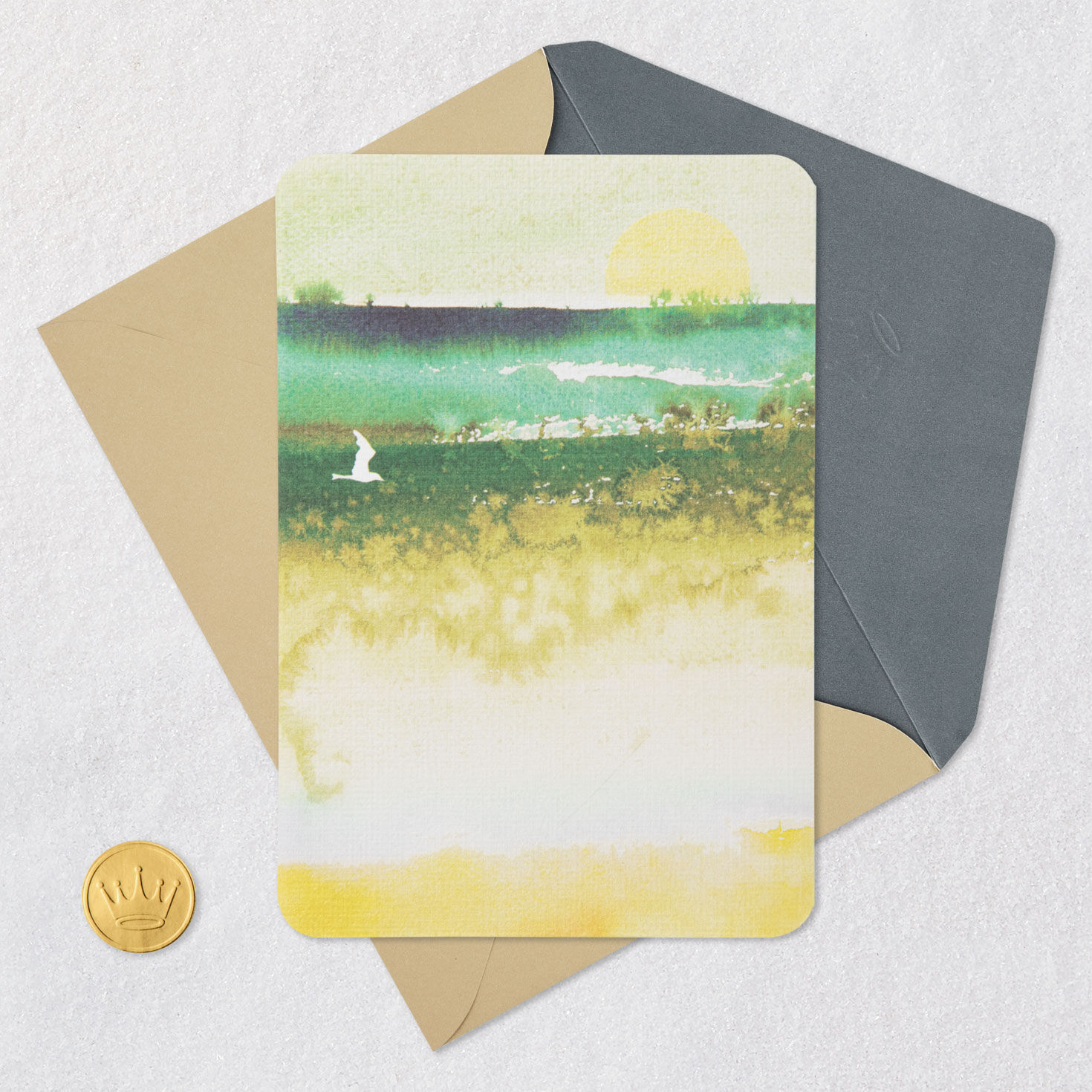 Watercolor Landscape Blank Card, , large image number 4