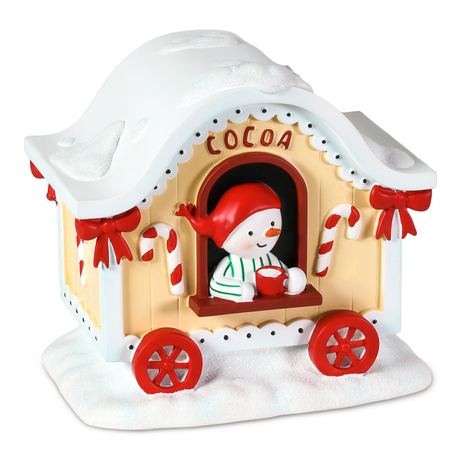 Magic Snowman Village Hot Cocoa Cart Tabletop Decoration, 4.25"