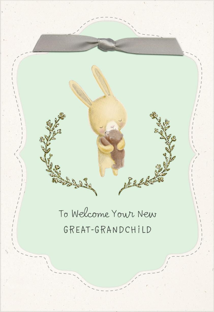 Sweet Bunny New Baby Card for Great-Grandparents