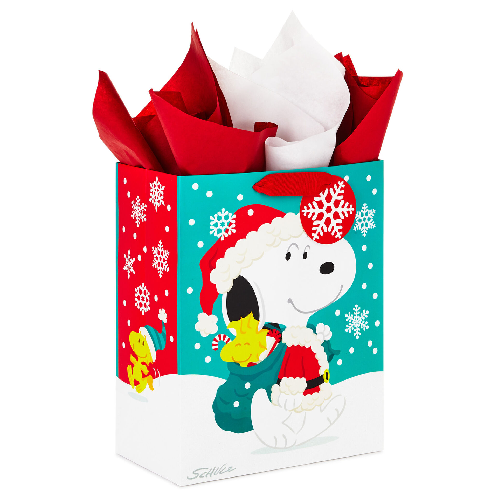 13 Peanuts Snoopy Santa Gift Bag With Tissue And Gift Bags Hallmark