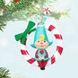 Girl Gnome in Red White Wreath Keepsake Ornament Hanging on tree image number 2