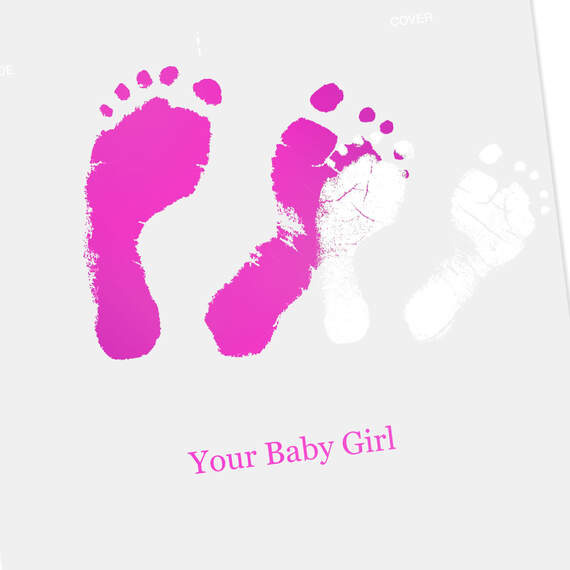 Pink Footprints New Baby Girl Card, , large image number 4