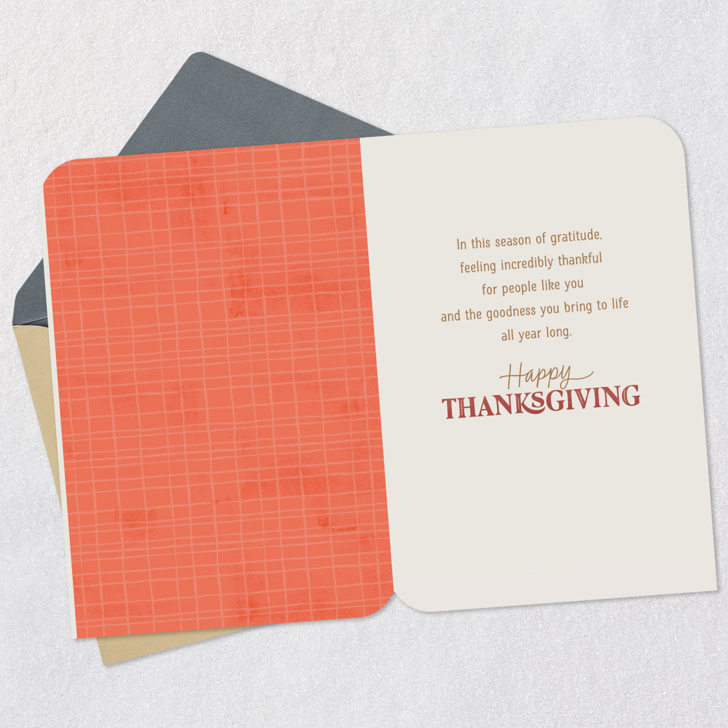 Pumpkins and Leaves Thanksgiving Card Open card with envelope image number 3