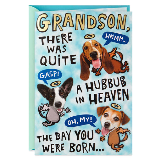 Hubbub in Heaven Pop-Up Birthday Card for Grandson, 