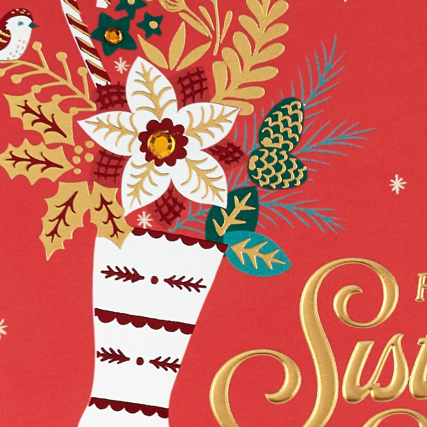 Holiday Stocking Sister Christmas Card Card Front Detail image number 4