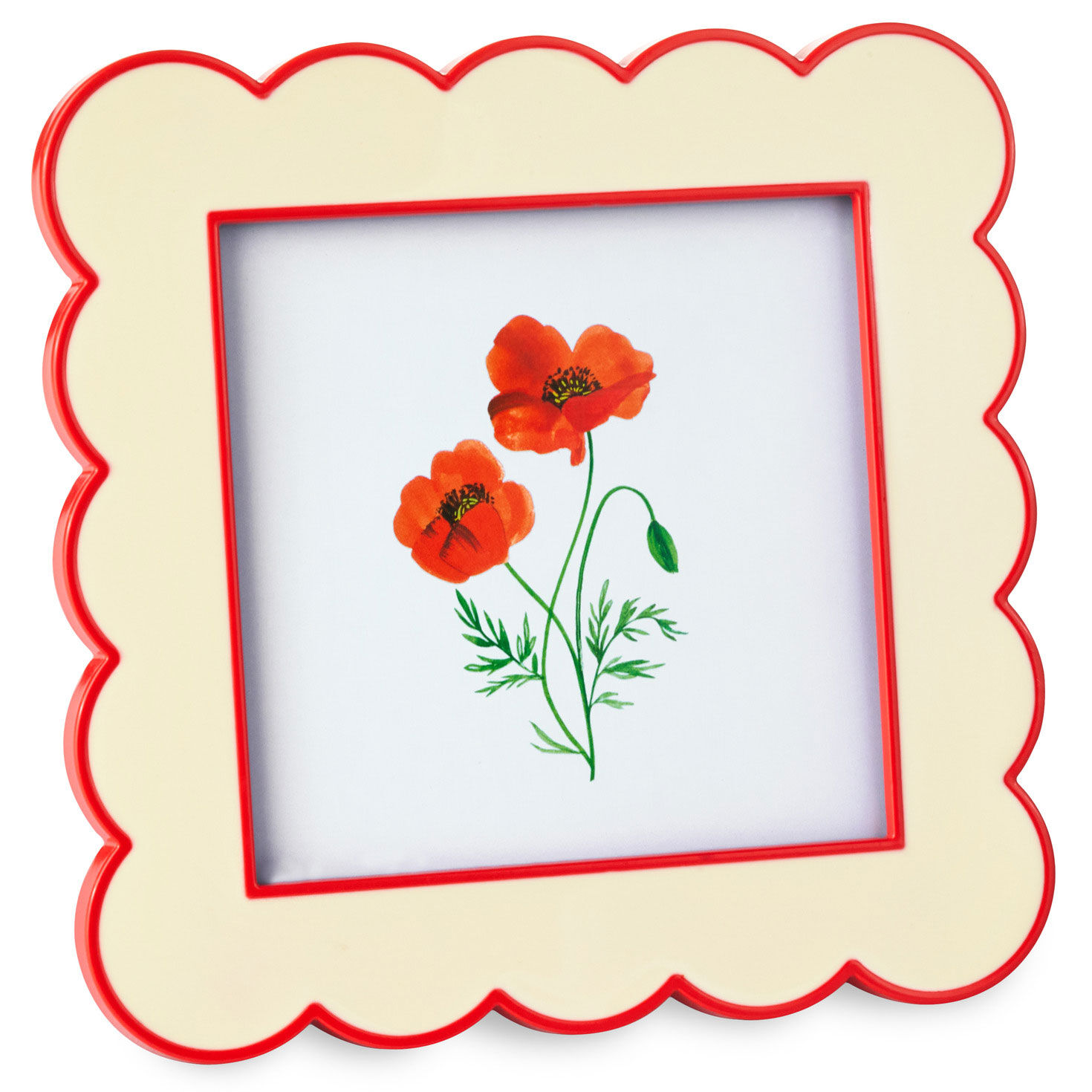 Red and Cream Scalloped Square Picture Frame, 4x4