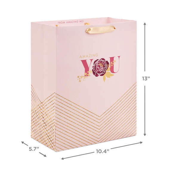 13" Amazing You Pink and Gold Large Gift Bag, , large image number 3