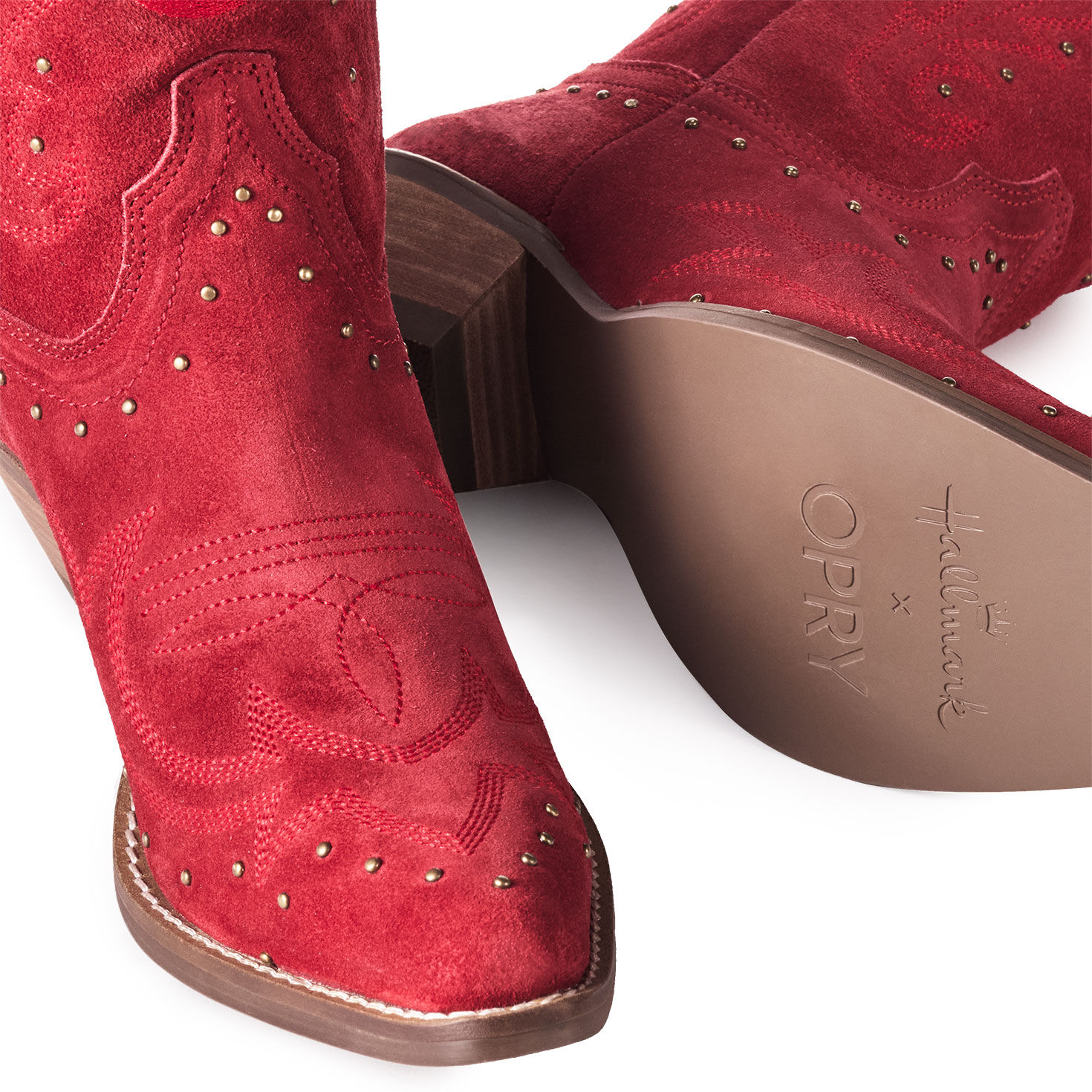 Dingo Red Suede Women's Boots upclose detail side and sole image number 3