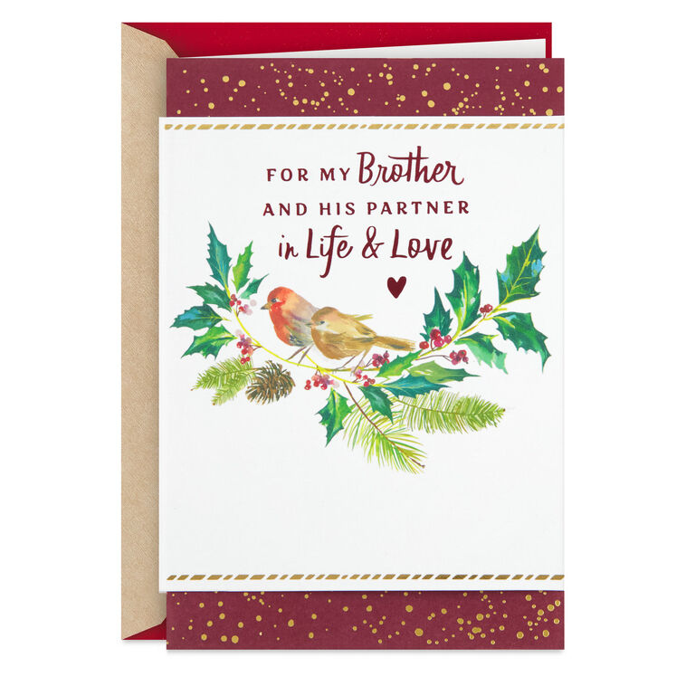 So Grateful for You Both Christmas Card for Brother and Partner