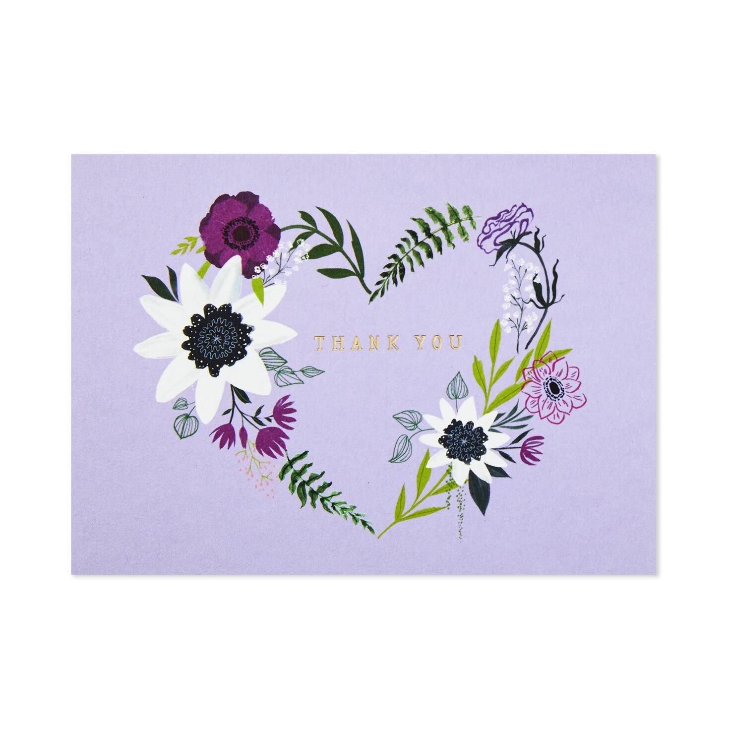 Floral Heart Wreath on Lavender Blank Thank You Notes, Pack of 10 for only USD 11.99 | Hallmark