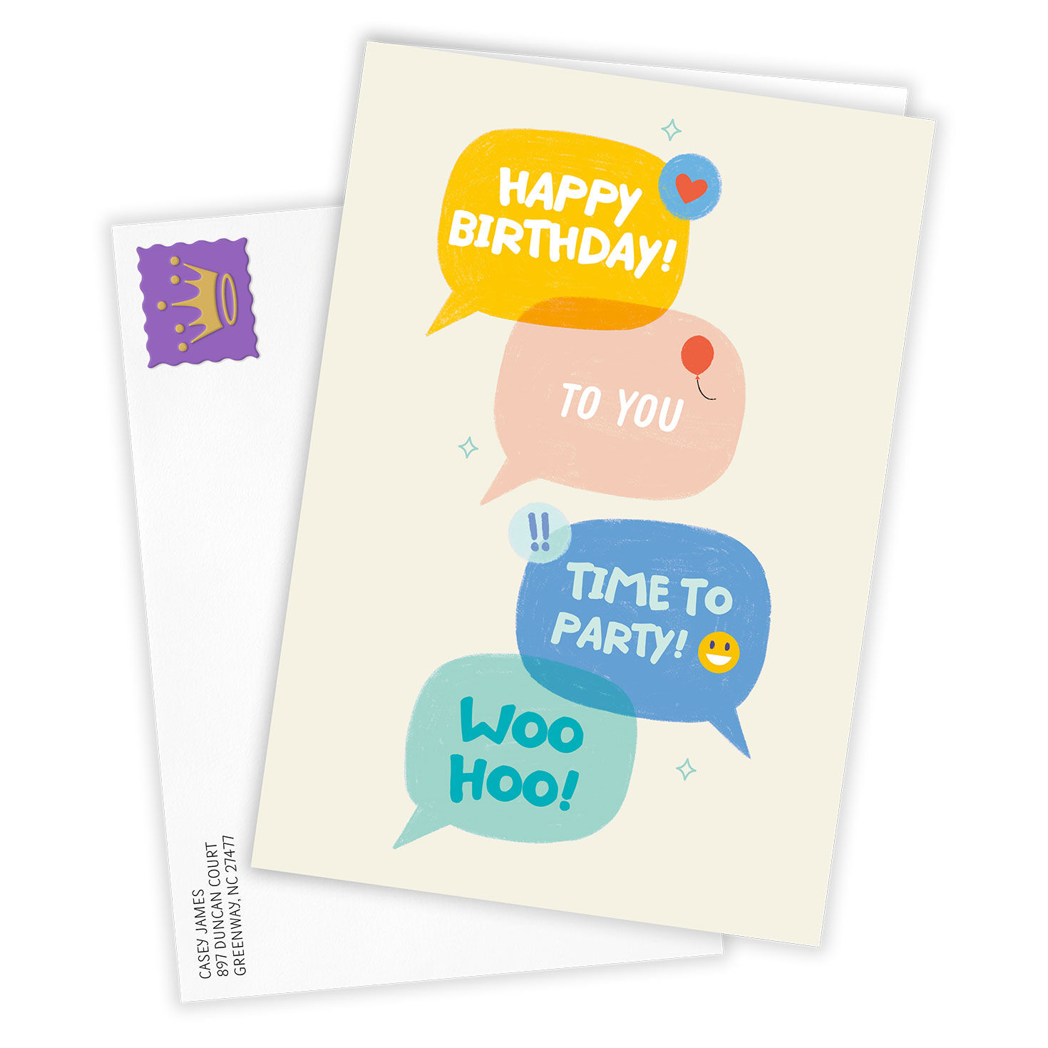 Text Message Bubbles Personalized Birthday Card Card Front with Envelope image number 2