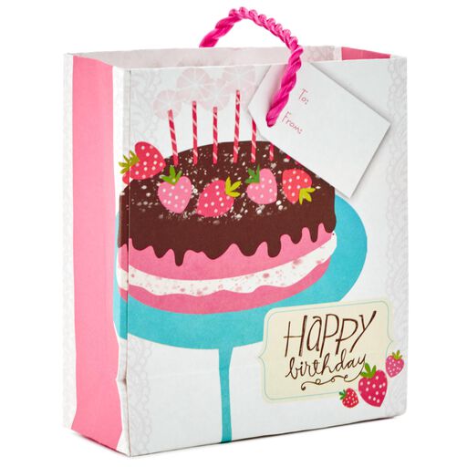 Strawberry Birthday Cake Gift Card Holder Mini Bag, 4.5", 