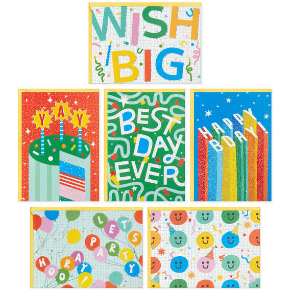 Wish Big Assorted Boxed Blank Birthday Note Cards, Pack of 24