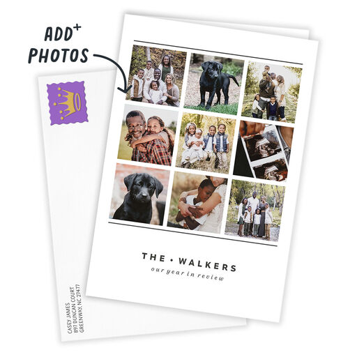 Personalized Lines on White Photo Collage Photo Card, 